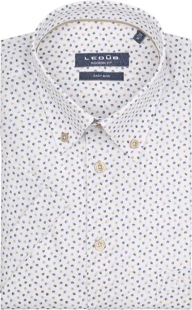 Ledub  Short Sleeve Overhemd Stippen Groen