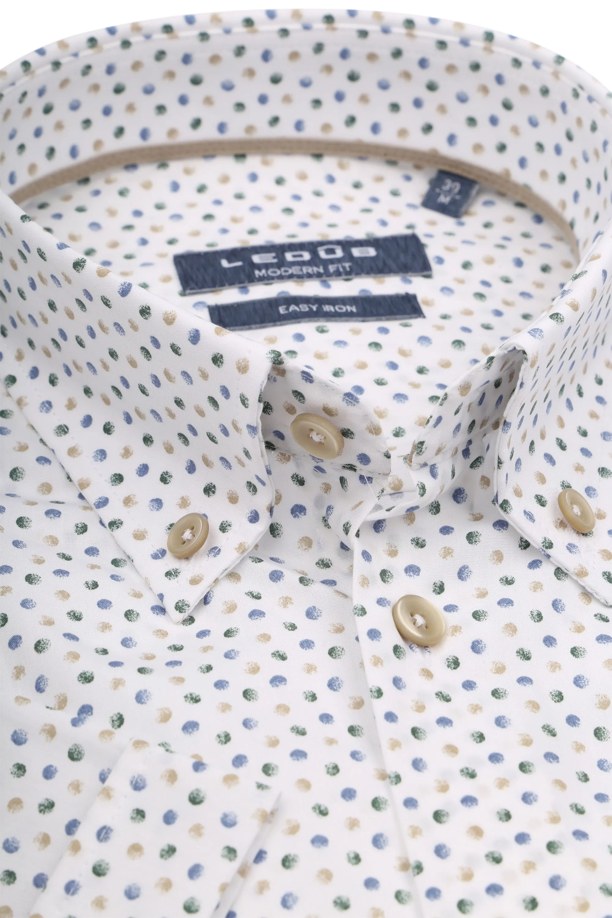 Ledub  Short Sleeve Overhemd Stippen Groen